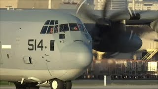 Typhoon Relief USMC C130 6514 Departs Philippines MNL [upl. by Aitsirhc]