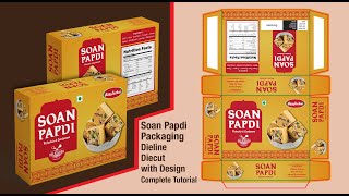 Indian Sweets Packaging Box Dieline with Design Complete Tutorial on Adobe illastrator [upl. by Nodababus430]