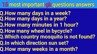 How many days in a week  How many days in one year  How many hours in 1 day Gk question answer [upl. by Jillene]