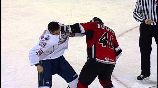 Hockey Fight Chris VandeVelde vs Guillaume Desbiens [upl. by Nyrem]