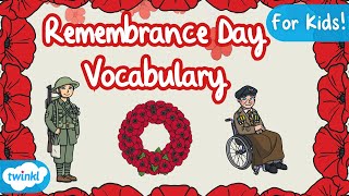 Remembrance Day Vocabulary for Kids  Remembrance Day Flashcards [upl. by Delos337]