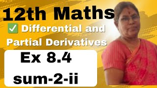 12th Maths exercise 84 question 2ii Differential and Partial Derivatives Gomathidharmarajan [upl. by Lacram]