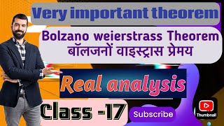 Lec17 Real analysis set theory Bolzano weierstrass theorem  very important theory Ritesh sir [upl. by Ainehs]