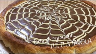 Torta 4 ingredientipasta sfoglia panna cioccolato fondente e bianco  TUTTI A TAVOLA [upl. by Elisabet]