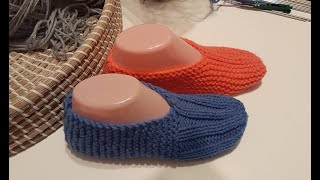 Pantoufle au tricot knitted slipper facile à faire  very easy to do part 1 [upl. by Helbonna692]