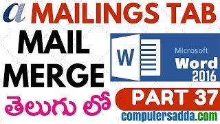 Msword 2016 in Telugu 37Mail Merge wwwcomputersaddacom [upl. by Yauqaj]