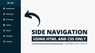 Create A Sidebar Menu using HTML amp CSS  Sidebar Menu in HTML amp CSS [upl. by Longo]