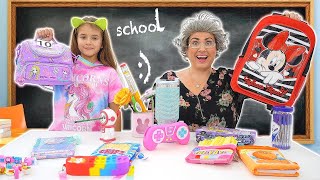 Ruby and Bonnie Mystery Wheel Back to School Supplies Challenge [upl. by Oedama]