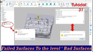 Autodesk powermill failed surfaces have been moved bad surfaces  powermill level bad surfaces [upl. by Ahsemat141]