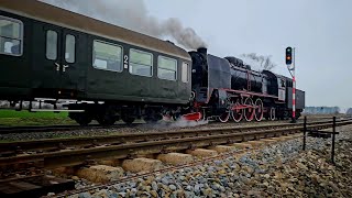 Polish steam locomotive Pt4765 with the passenger train Stefanowo Poland 12122024 [upl. by Suoirad309]