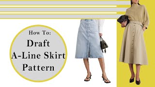 How To Draft ALine Skirt Pattern  Best ALine Skirt Pattern [upl. by Leonore]