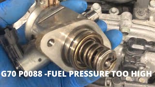 Genesis G70 start and stall  P0088 fuel rail pressure too high [upl. by Verney]