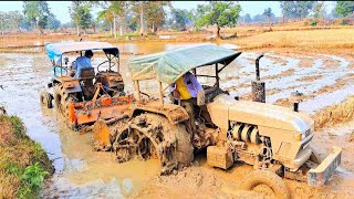 Eicher 485 Stuck In Mud  Tractor Stuck  Farming Videos [upl. by Ilaw]