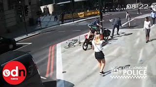 London Cyclist HEADBUTTS Pedestrian in Road Rage Incident [upl. by Aizahs192]