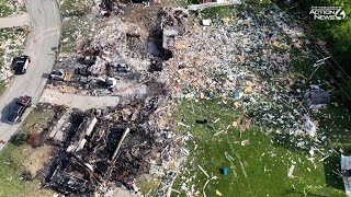 Plum house explosion Drone video of the scene [upl. by Albarran]