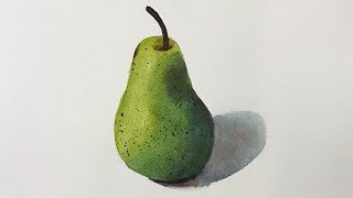 Still Life 82  Watercolor fruit painting of a pear [upl. by Gun]