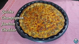 Recette QUICHE CHAMPIGNON JAMBON CHEDDAR 🥧🍄🧀 [upl. by Ellek]