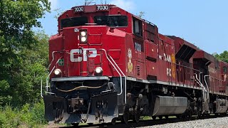 CP SD70ACU 7030 the quotStrathcona Tributequot leads CSX empty military train S631 in Manville NJ [upl. by Merril]