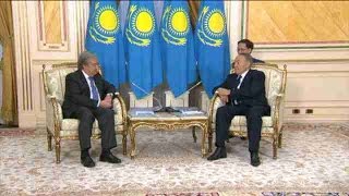 Antonio Guterres Nursultan Nazarbayev discuss UNKazakh successful cooperation [upl. by Fabrienne]