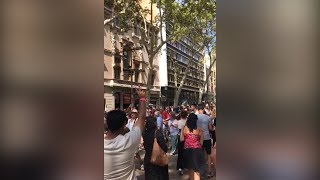 Mass demonstrations and vigils in Barcelona following terror attack [upl. by Ahsinehs]