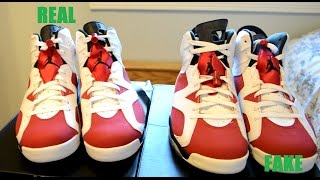 NIKE AIR JORDAN 6 CARMINE REAL VS FAKE COMPARISON SIDE BY SIDE [upl. by Braswell]