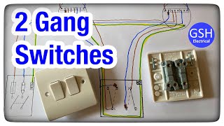 Wiring Diagram Using a 2 Gang Switch to Control 2 Independent Lights Using the 3 Plate Wiring Method [upl. by Urba228]