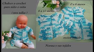 Chaleco a crochet para niño o niña tres tallas tejidosbebe crochet [upl. by Axel]