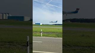 LUXAIR  BOMBARDIER Q400  LANDING  LUXEMBOURG FINDEM INTERNATIONAL AIRPORT ELLXLUX [upl. by Eintruok]