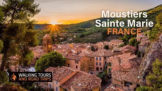 Moustiers Sainte Marie  A beautiful French village walking tour 4k video in Provence France [upl. by Anikehs]