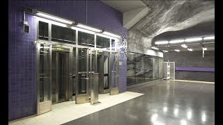 Sweden Stockholm Bergshamra subway station escalator and SMW elevator ride up to street level [upl. by Alessandra]