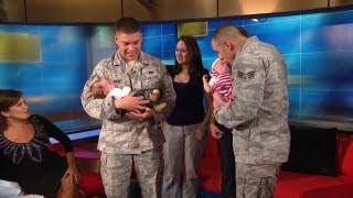 Watch Soldiers meet their newborn babies [upl. by Eselehs]