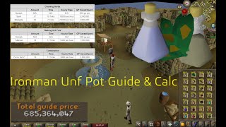 OSRS Ironman Efficient Herblore Unf Potion Calculations [upl. by Laniger]