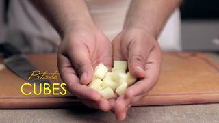 ChoppingBoardSeries  How To Cut Potato Cubes  Easy Technique to Get the Perfect Cube [upl. by Natsreik]