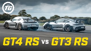 Porsche 911 GT3 RS vs Cayman GT4 RS Definitive Track Test  Top Gear [upl. by Itra]