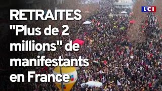 Réforme des retraites  quotPlus de 2 millionsquot de manifestants en France selon Martinez [upl. by Hester223]