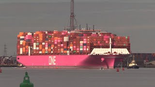 ONE FORWARD CONTAINER SHIP DEPARTING SOUTHAMPTON FOR SINGAPORE ON 111024 [upl. by Eahcim]