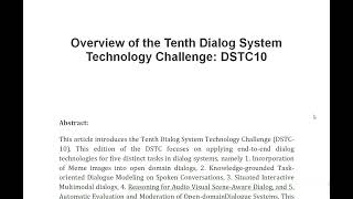 Overview of the Tenth Dialog System Technology Challenge DSTC10 [upl. by Llerihs]