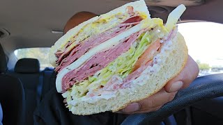 HUMONGOUS DOUBLE MEAT PASTRAMI ON FOCACCIA BREAD FROM A 100 YEAR OLD GENOVA BAKERY  STOCKTON CA [upl. by Uriah]