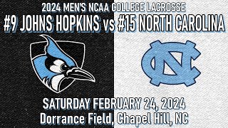 2024 Lacrosse Johns Hopkins v North Carolina Full Game 22424 Men’s College Lacrosse [upl. by Freberg]