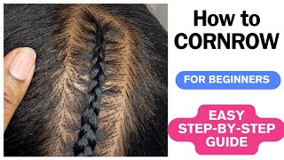 HOW TO CORNROW for beginners VERY EASY amp DETAILED  how to french braid [upl. by Enamrej]