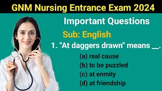 GNM Entrance Exam Question Paper 2024  Sub English  GNM Entrance Exam 2024 [upl. by Schlesinger]