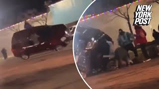 Horrific video captures moment SUV performing dangerous stunt flips over crushing five people [upl. by Sorac]