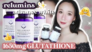 RELUMINS ADVANCE WHITE 1650MG GLUTATHIONE  VITAMIN C REVIEW 2021 [upl. by Adnac5]