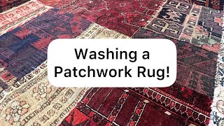 Washing a Patchwork Rug asmr rugcleaning oddlysatisfying [upl. by Dougherty]