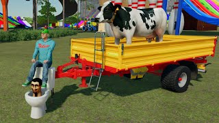 Dancing Cow and Skibidi Toilet in Farming 22  Transporting Unusual cargo and testing other Mods [upl. by O'Hara]