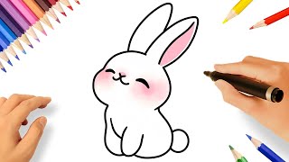 COMO DESENHAR UM COELHO KAWAII FÁCIL PASSO A PASSO 🐇 [upl. by Silirama895]