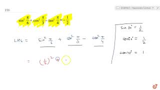 sin2 pi6 cos2 pi3 tan2 pi412 [upl. by Lirrad183]
