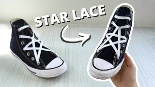 Star Lacing Shoes Tutorial  How To Star Lace Converse EASY [upl. by Lasley]