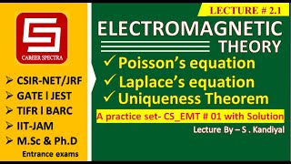 Lecture  21 Poissons equation  Laplaces equation  Uniqueness Theorem  Electromagnetic Theory [upl. by Georgena]