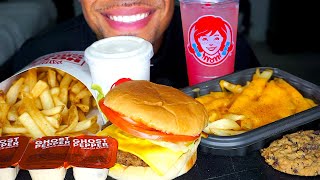 ASMR WENDYS MUKBANG EATING SHOW CHEESEBURGER CHEESE FRIES GHOST PEPPER RANCH SAUCE JERRY [upl. by Alec]